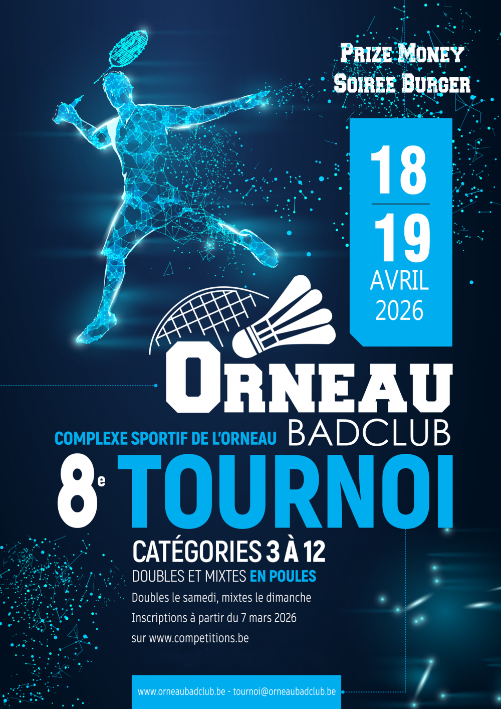 8ème Tournoi de badminton de l&rsquo;Orneau Bad Club de Gembloux